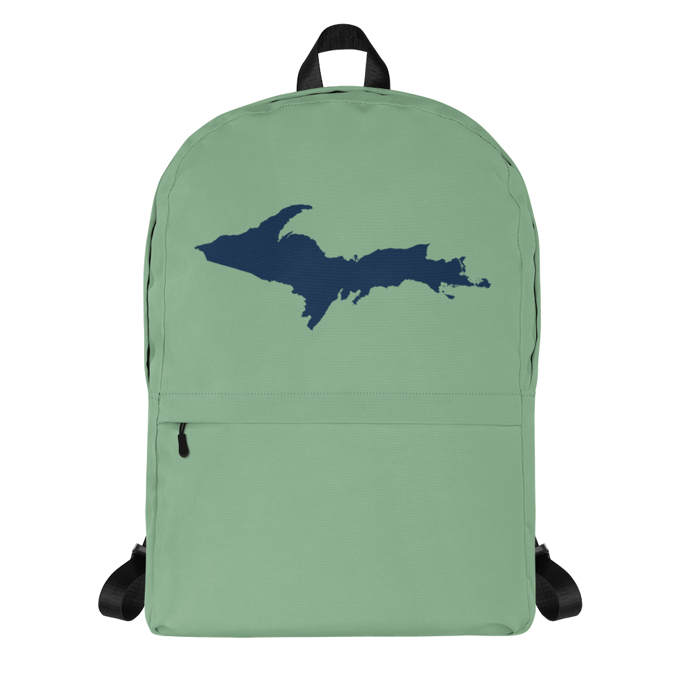 Michigan Upper Peninsula Standard Backpack (w/ Navy UP Outline) | Sea Green