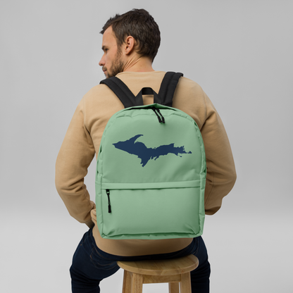 Michigan Upper Peninsula Standard Backpack (w/ Navy UP Outline) | Sea Green