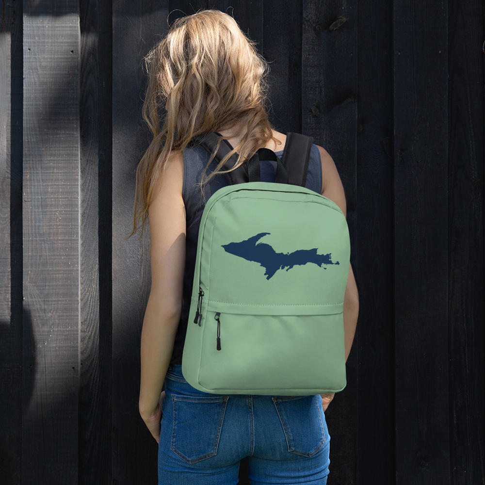 Michigan Upper Peninsula Standard Backpack (w/ Navy UP Outline) | Sea Green