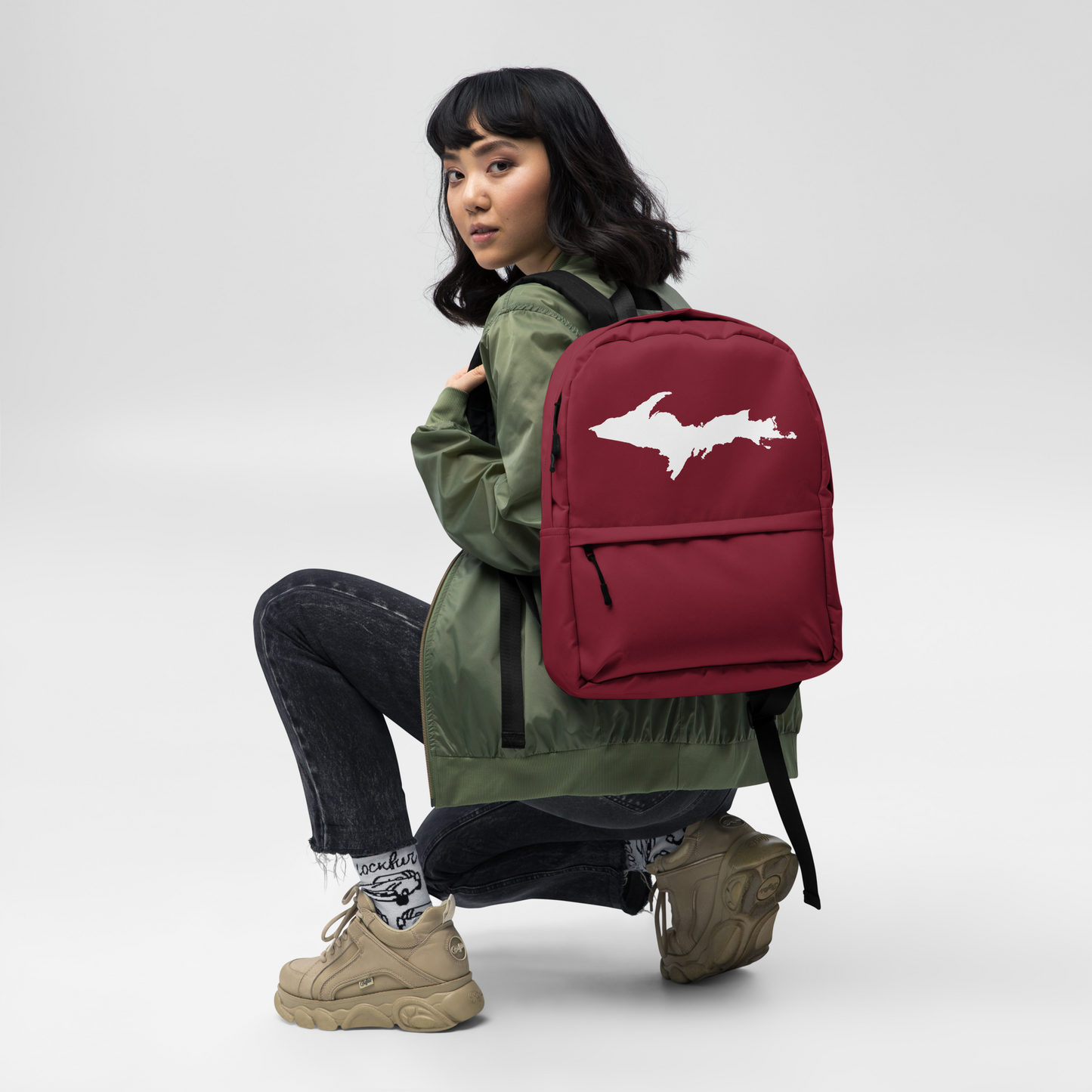 Michigan Upper Peninsula Standard Backpack (w/ UP Outline) | Burgundy