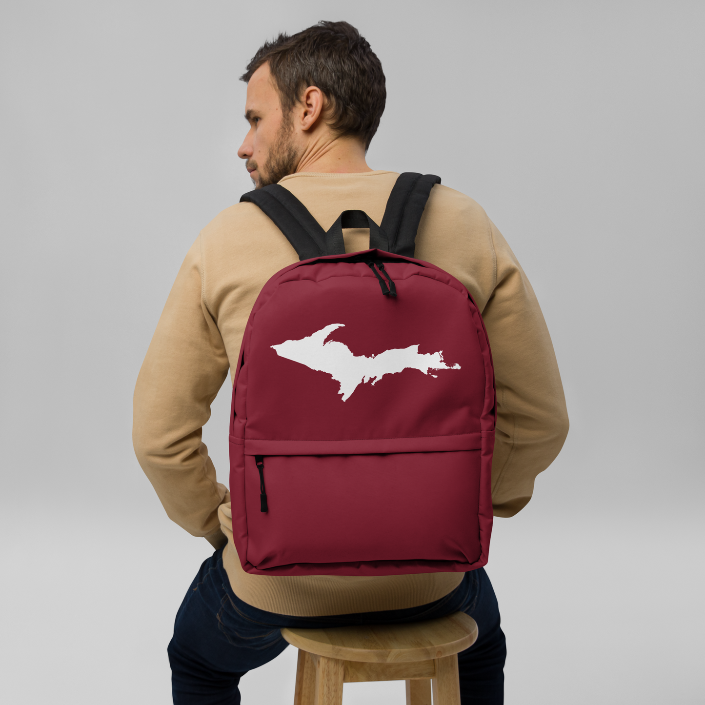 Michigan Upper Peninsula Standard Backpack (w/ UP Outline) | Burgundy