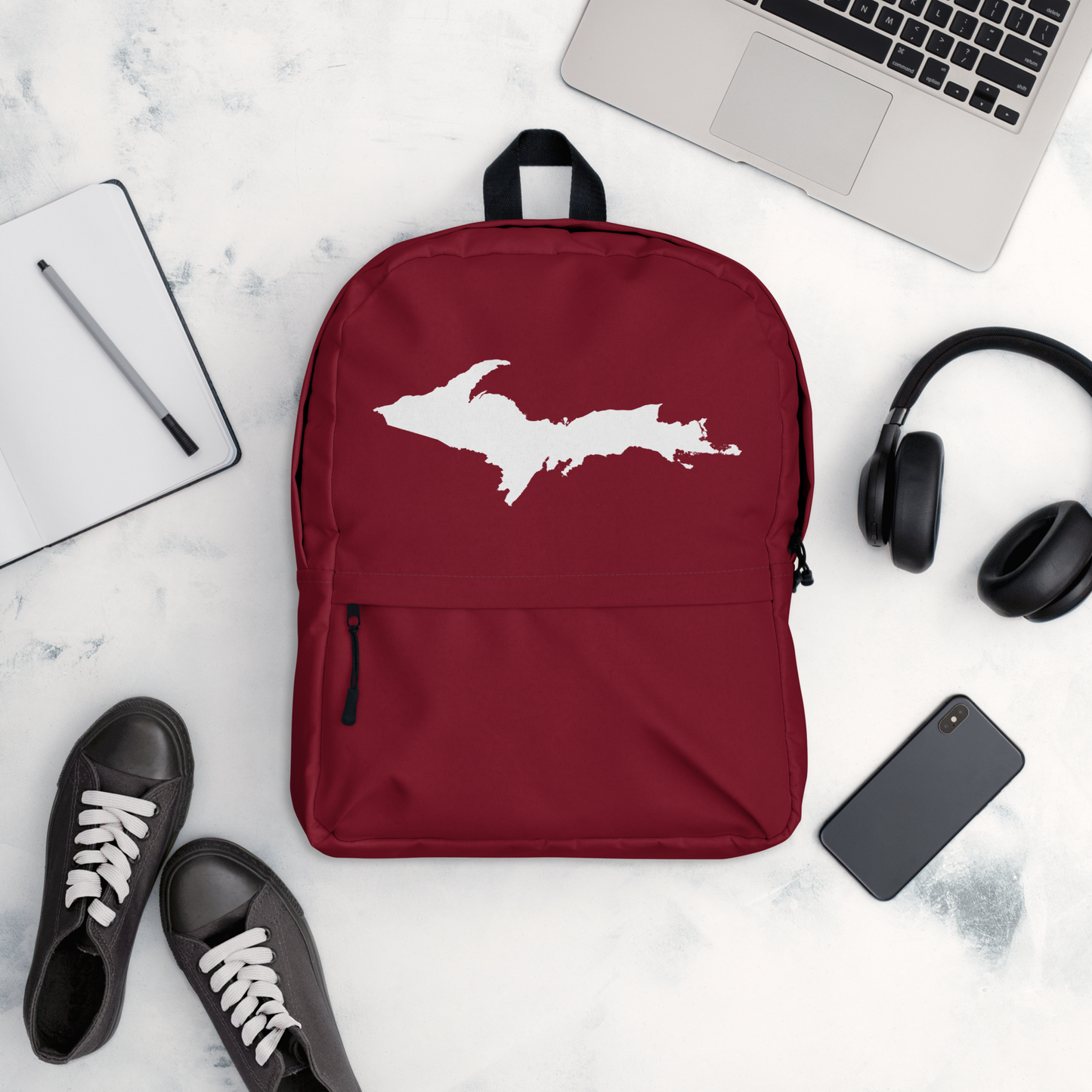 Michigan Upper Peninsula Standard Backpack (w/ UP Outline) | Burgundy