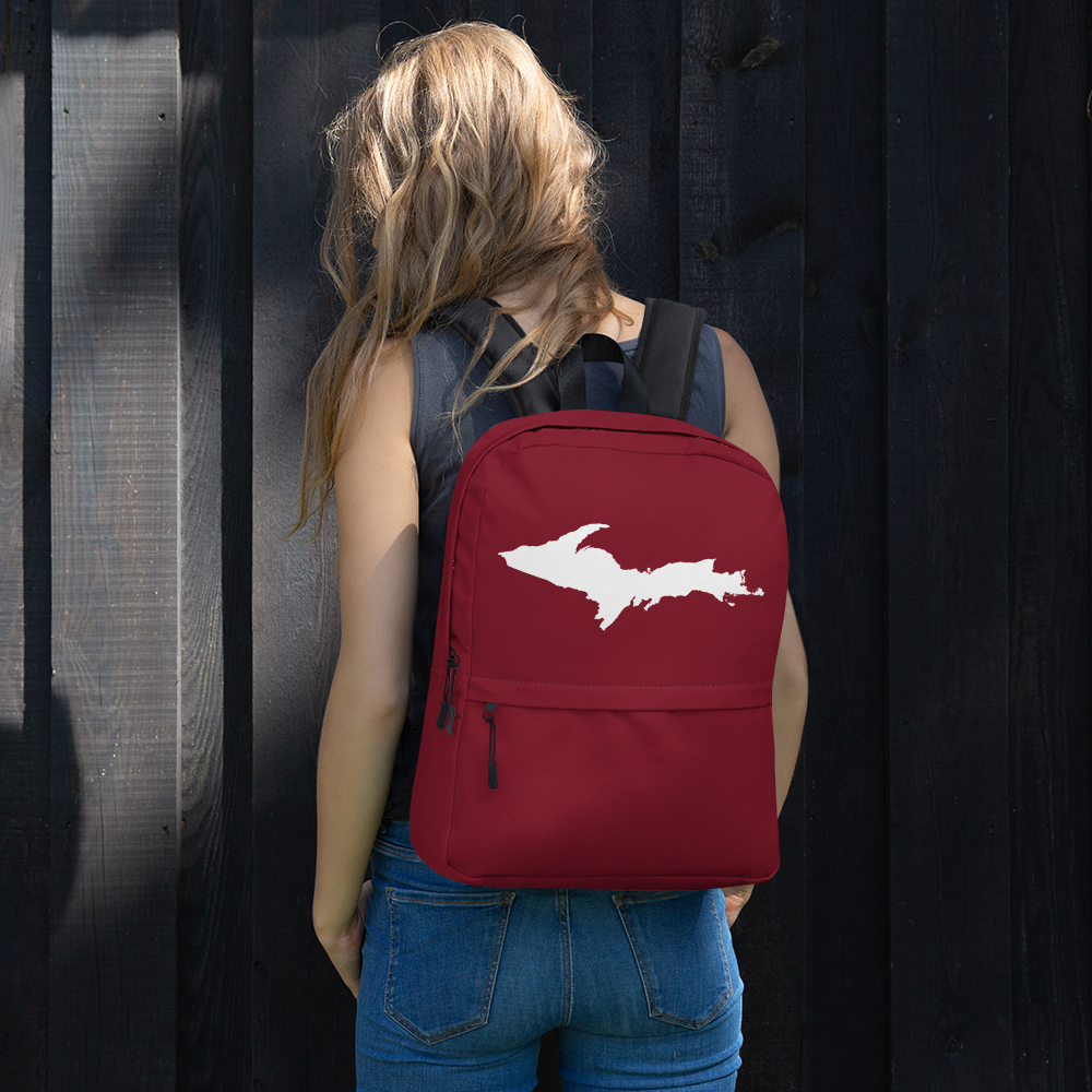 Michigan Upper Peninsula Standard Backpack (w/ UP Outline) | Burgundy