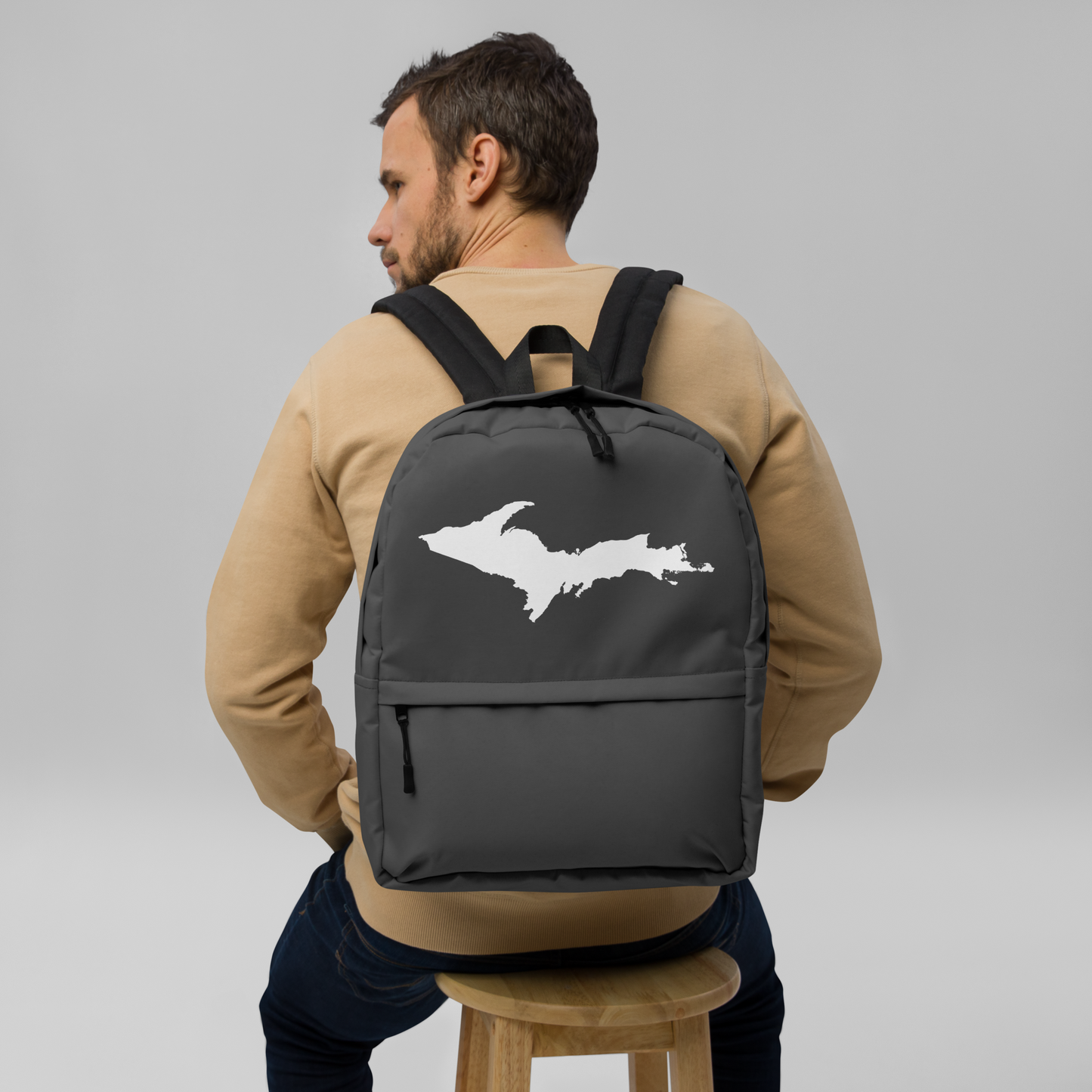 Michigan Upper Peninsula Standard Backpack (w/ UP Outline) | Charcoal