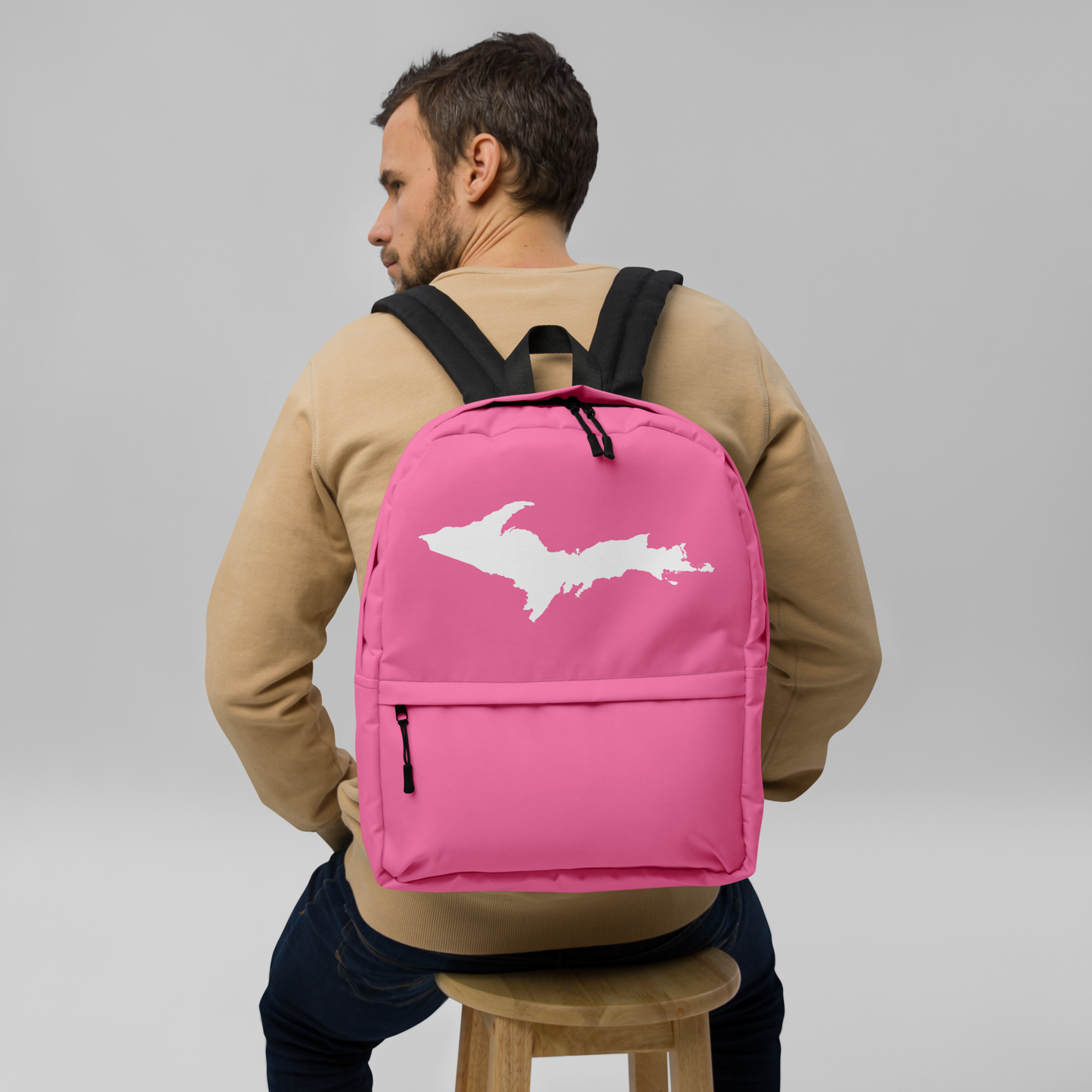 Michigan Upper Peninsula Standard Backpack (w/ UP Outline) | Hot Pink