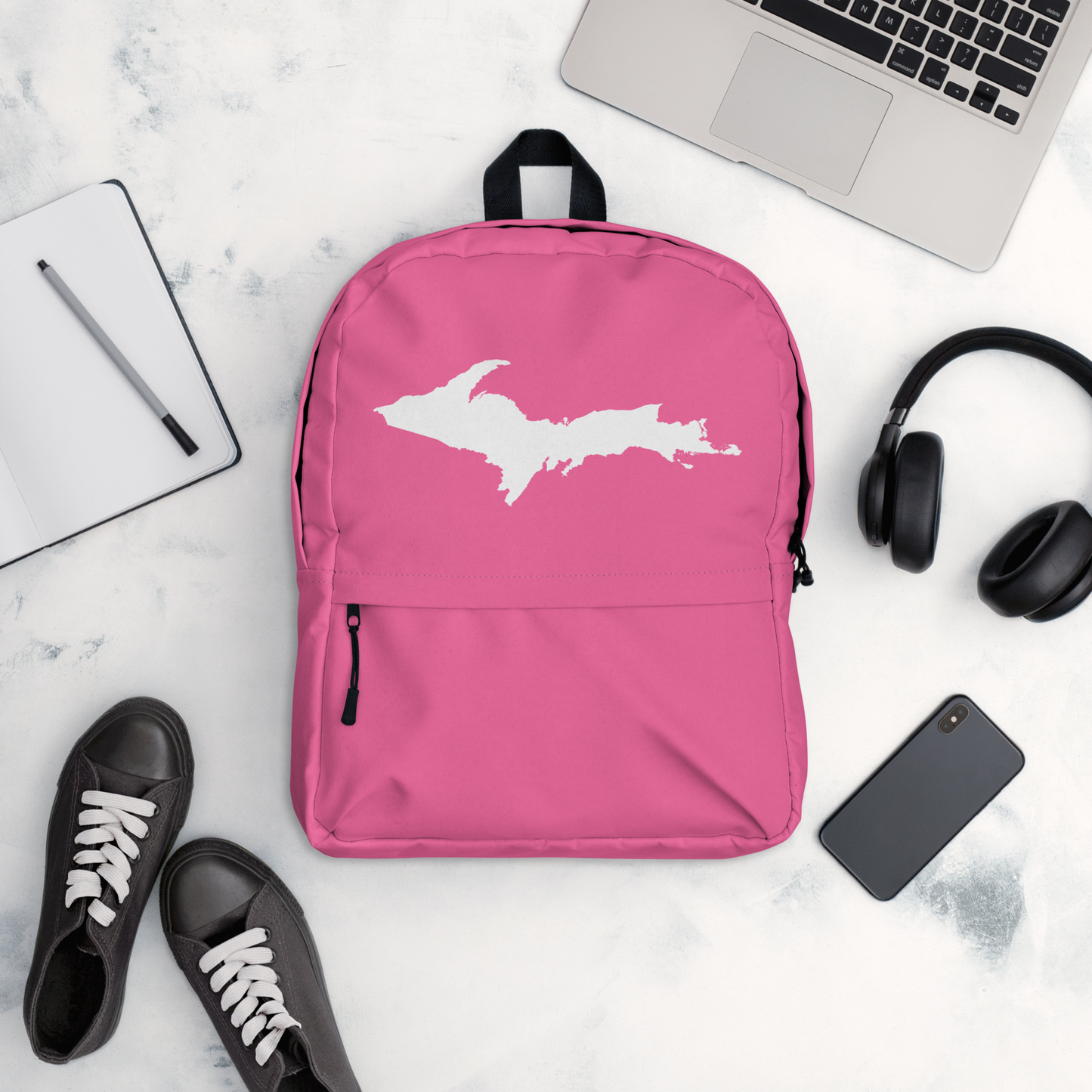 Michigan Upper Peninsula Standard Backpack (w/ UP Outline) | Hot Pink