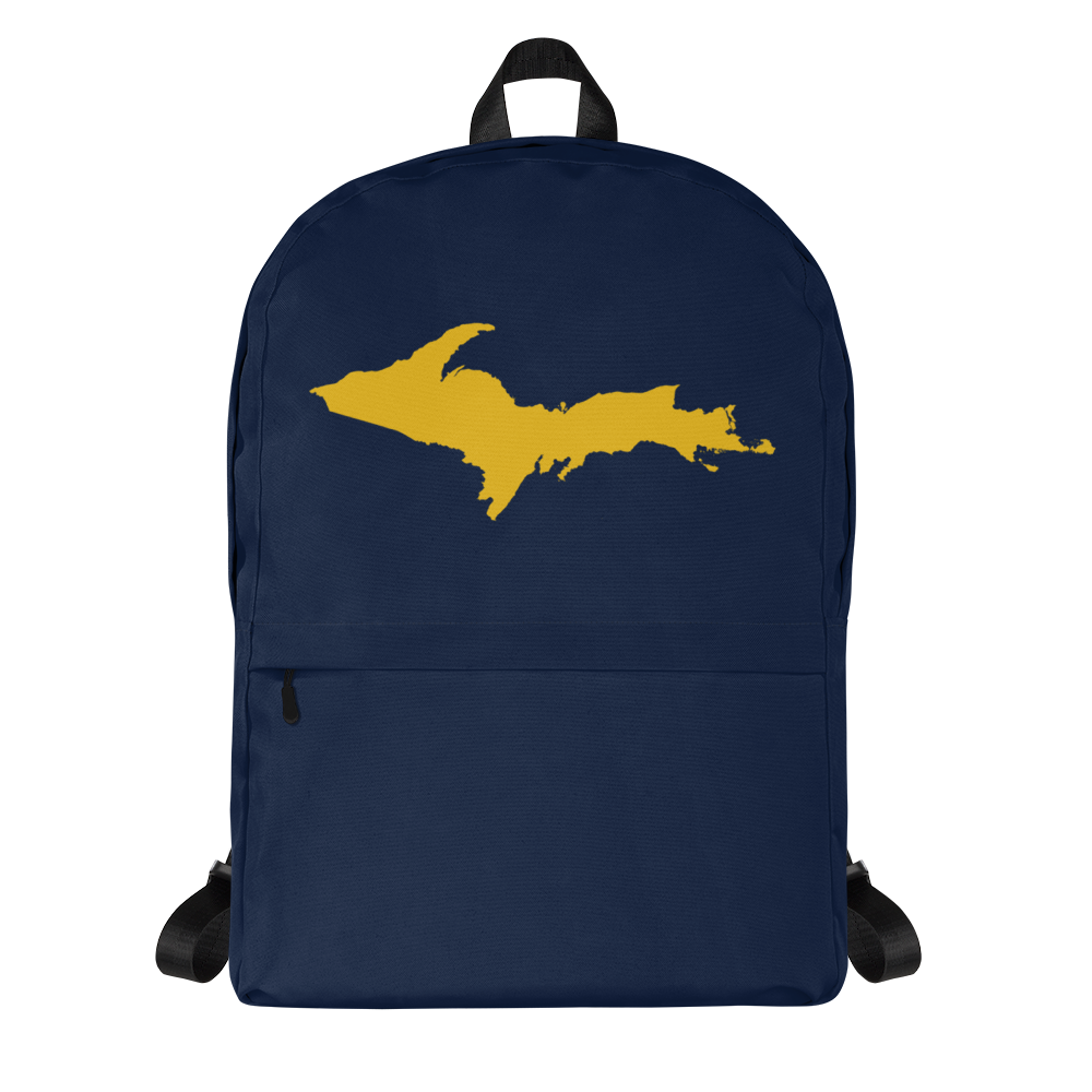 Michigan Upper Peninsula Standard Backpack (w/ Gold UP Outline) | Navy