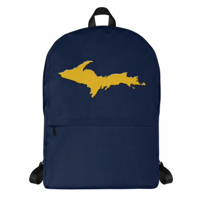 Michigan Upper Peninsula Standard Backpack (w/ Gold UP Outline) | Navy