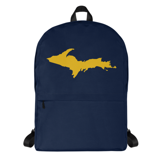 Michigan Upper Peninsula Standard Backpack (w/ Gold UP Outline) | Navy