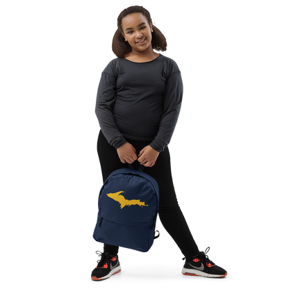 Michigan Upper Peninsula Standard Backpack (w/ Gold UP Outline) | Navy