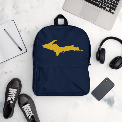 Michigan Upper Peninsula Standard Backpack (w/ Gold UP Outline) | Navy