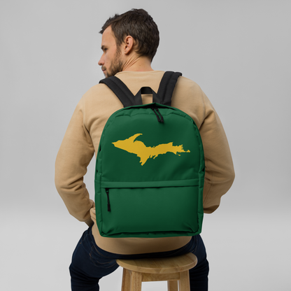 Michigan Upper Peninsula Standard Backpack (w/ Gold UP Outline) | Green