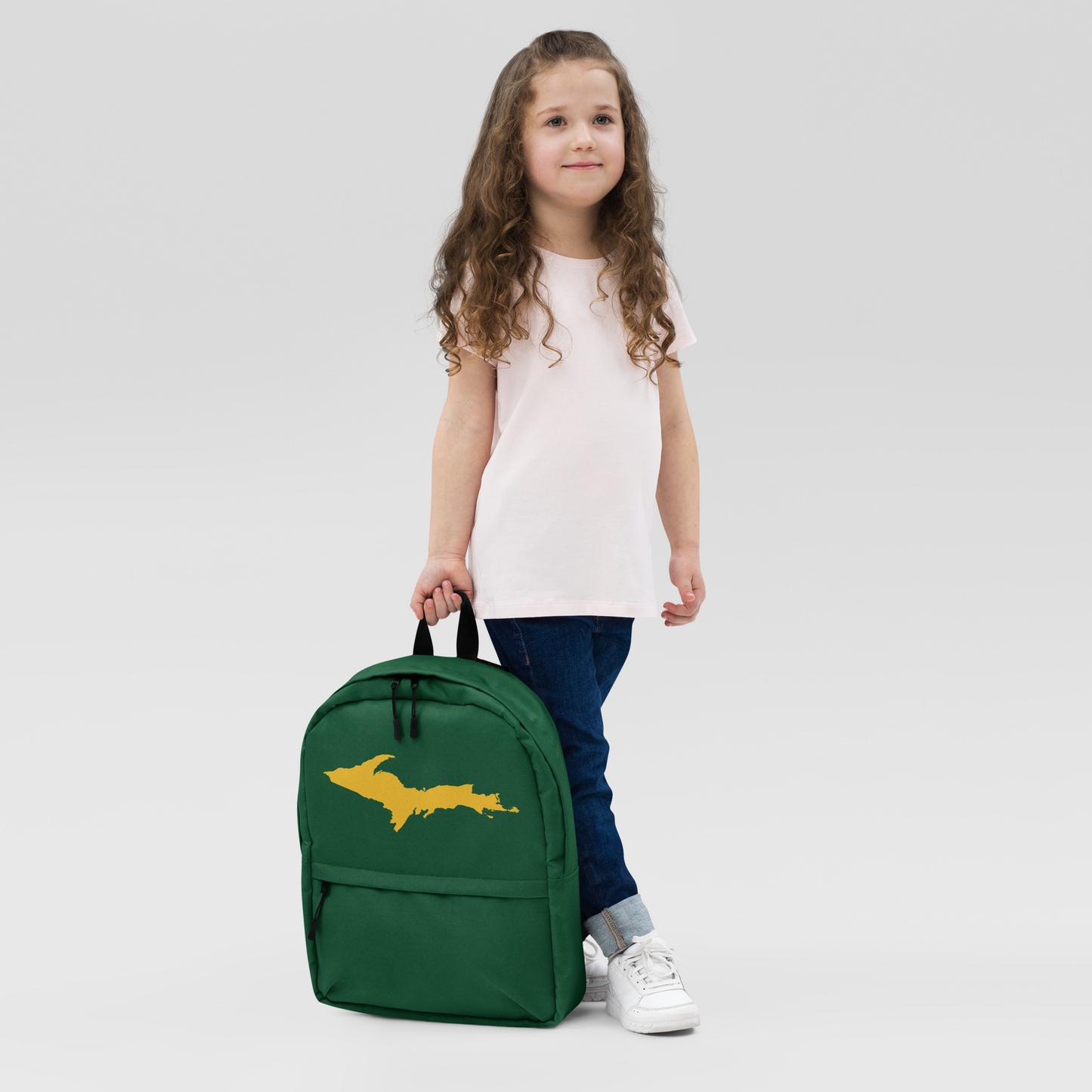 Michigan Upper Peninsula Standard Backpack (w/ Gold UP Outline) | Green