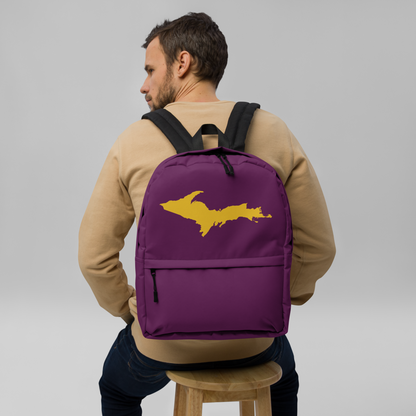 Michigan Upper Peninsula Standard Backpack (w/ Gold UP Outline) | Plum