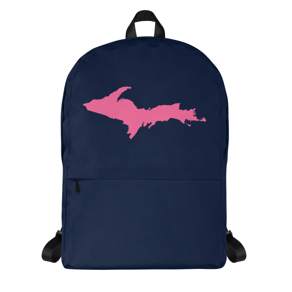 Michigan Upper Peninsula Standard Backpack (w/ Pink UP Outline) | Navy