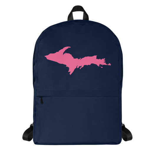 Michigan Upper Peninsula Standard Backpack (w/ Pink UP Outline) | Navy