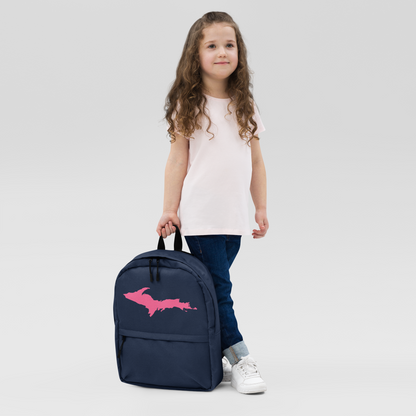 Michigan Upper Peninsula Standard Backpack (w/ Pink UP Outline) | Navy