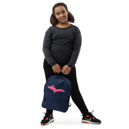 Michigan Upper Peninsula Standard Backpack (w/ Pink UP Outline) | Navy