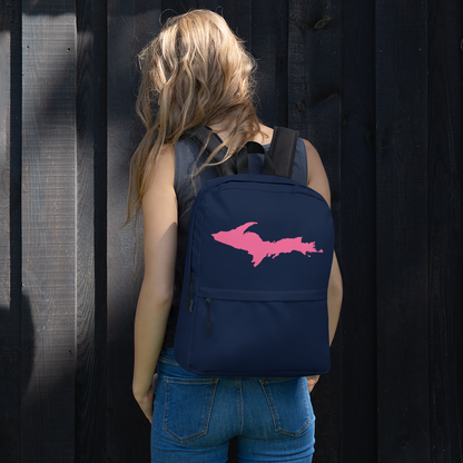 Michigan Upper Peninsula Standard Backpack (w/ Pink UP Outline) | Navy