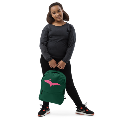 Michigan Upper Peninsula Standard Backpack (w/ Pink UP Outline) | Green