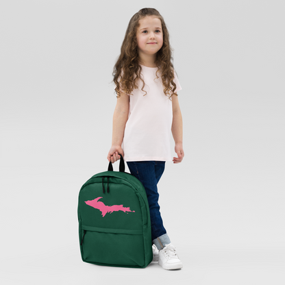 Michigan Upper Peninsula Standard Backpack (w/ Pink UP Outline) | Green