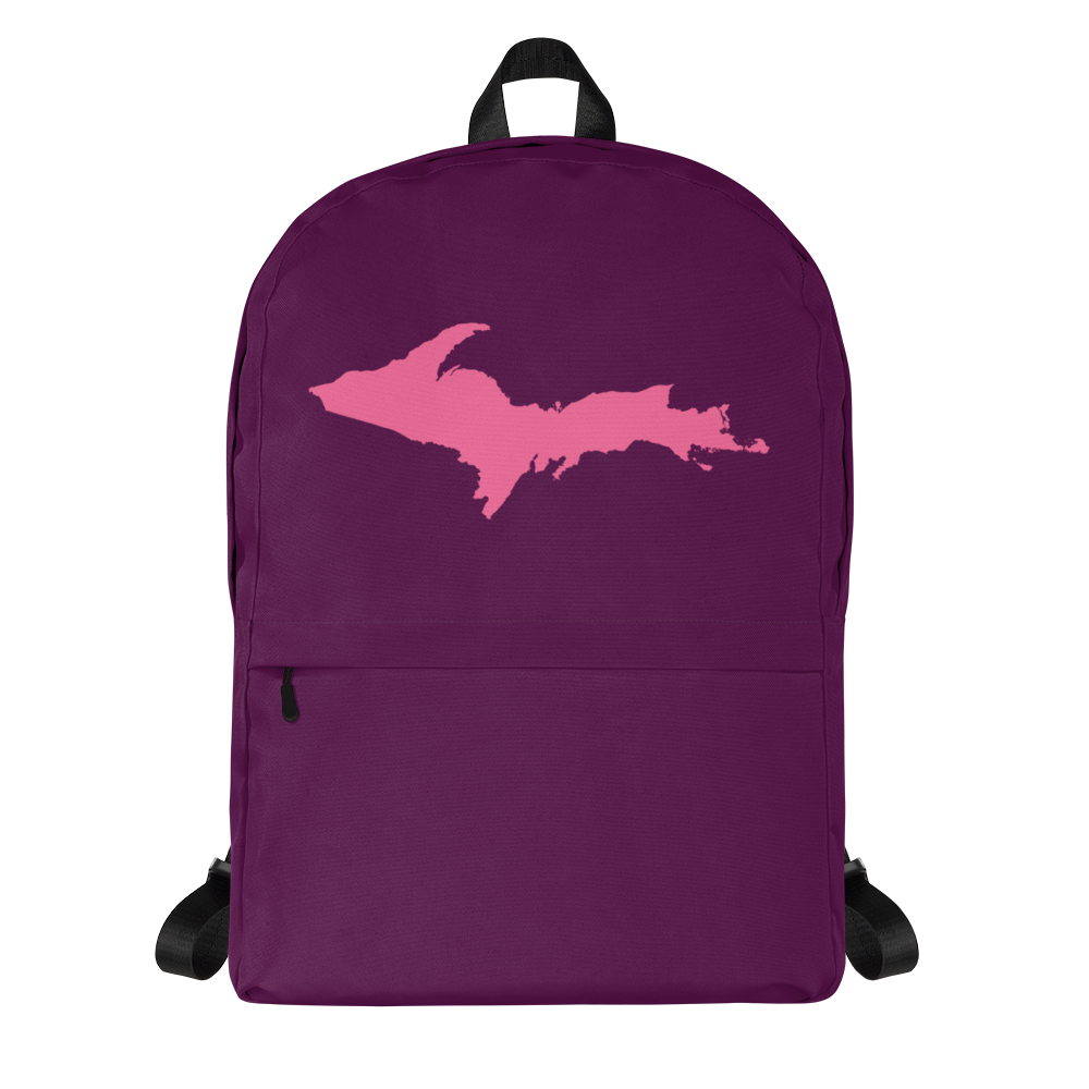 Michigan Upper Peninsula Standard Backpack (w/ Pink UP Outline) | Plum