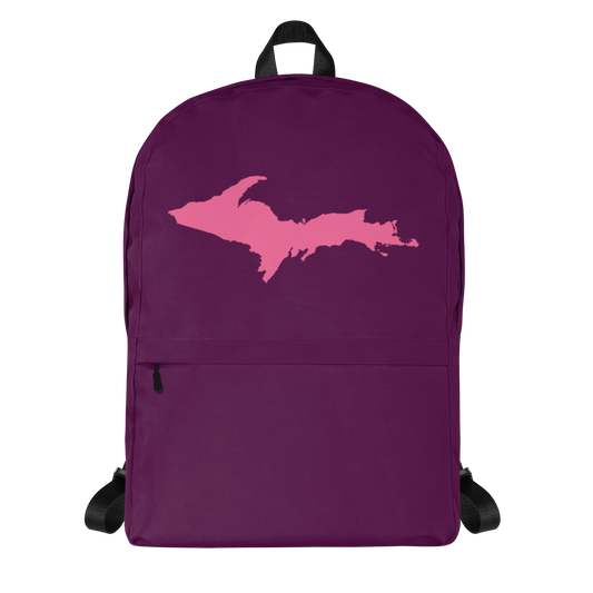 Michigan Upper Peninsula Standard Backpack (w/ Pink UP Outline) | Plum