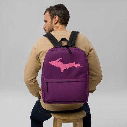 Michigan Upper Peninsula Standard Backpack (w/ Pink UP Outline) | Plum