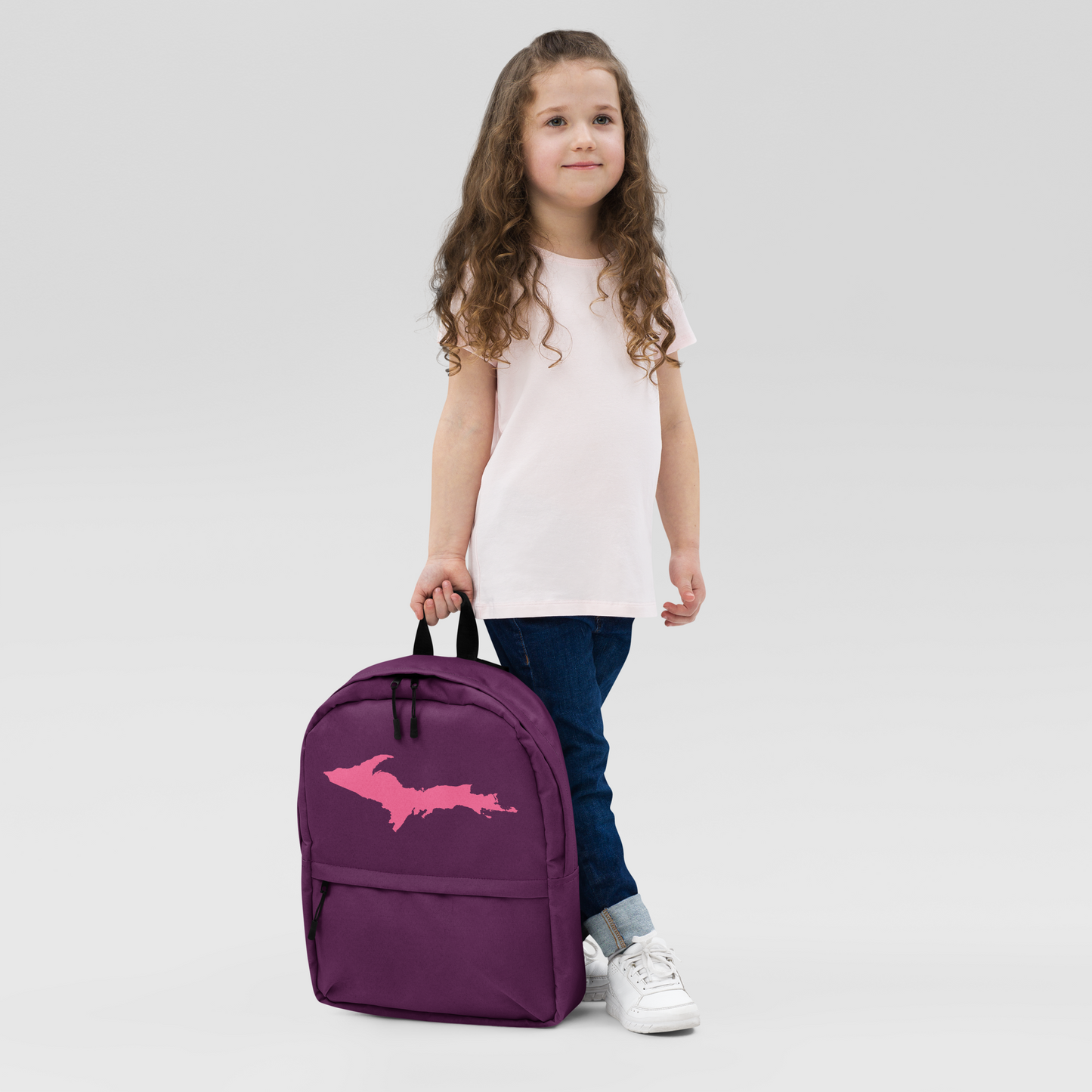 Michigan Upper Peninsula Standard Backpack (w/ Pink UP Outline) | Plum