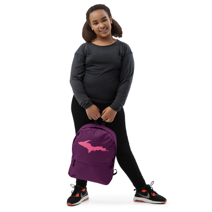 Michigan Upper Peninsula Standard Backpack (w/ Pink UP Outline) | Plum