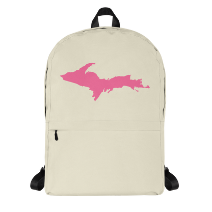 Michigan Upper Peninsula Standard Backpack (w/ Pink UP Outline) | Ivory