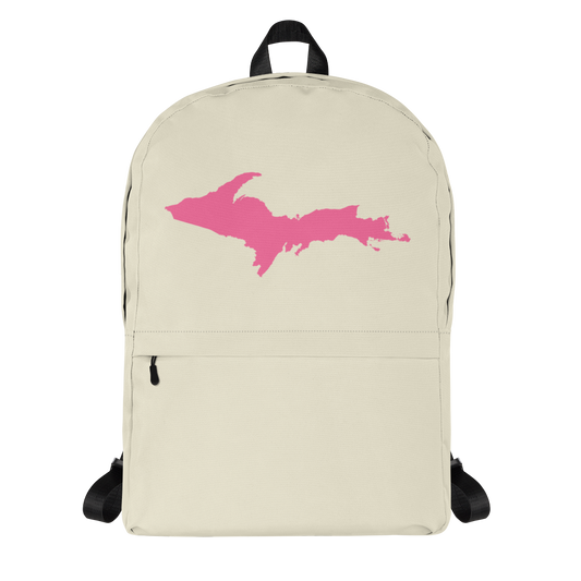 Michigan Upper Peninsula Standard Backpack (w/ Pink UP Outline) | Ivory