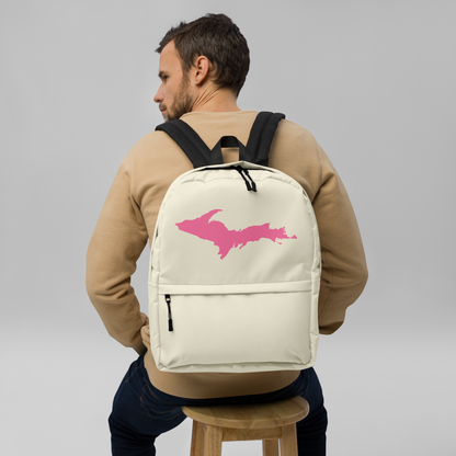 Michigan Upper Peninsula Standard Backpack (w/ Pink UP Outline) | Ivory