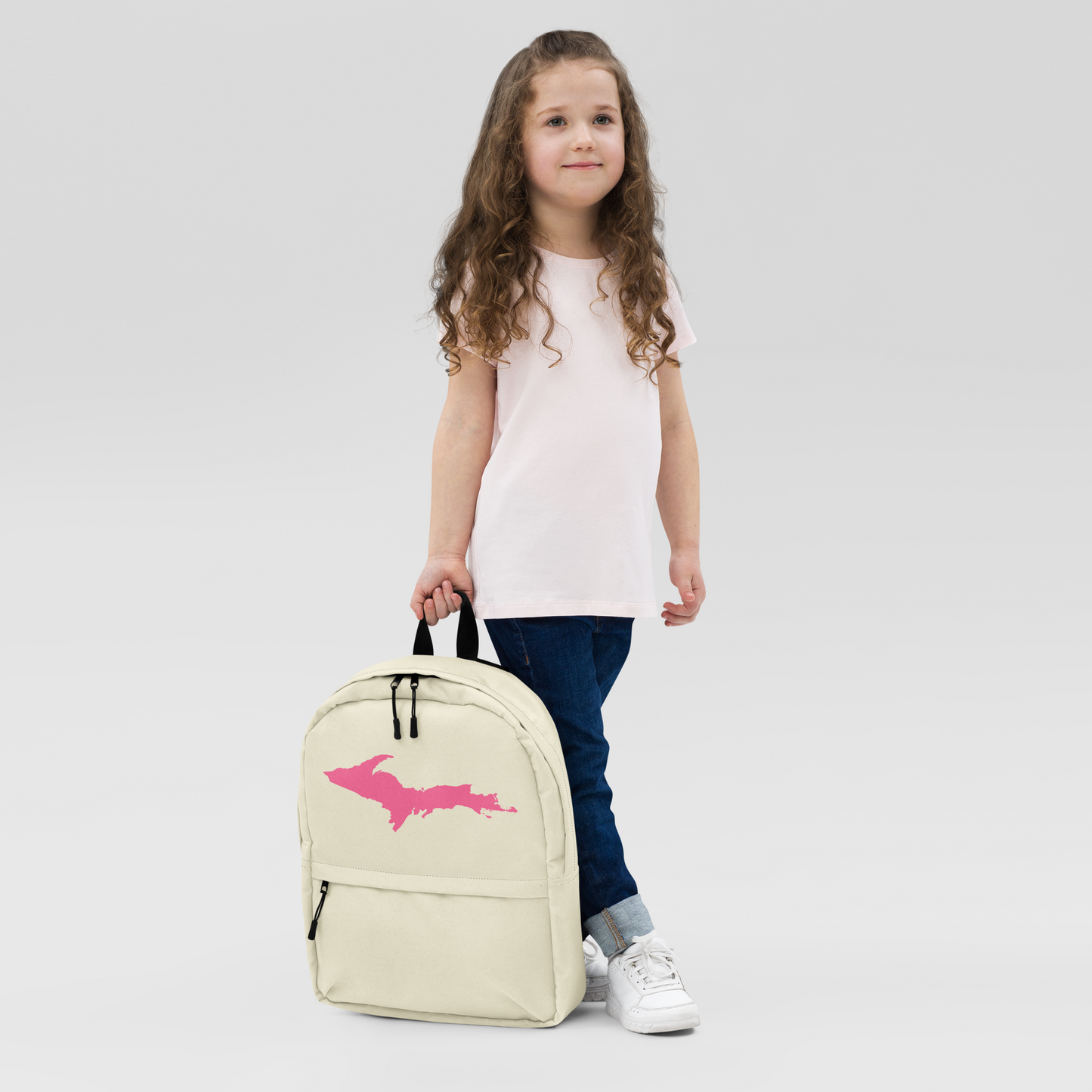 Michigan Upper Peninsula Standard Backpack (w/ Pink UP Outline) | Ivory