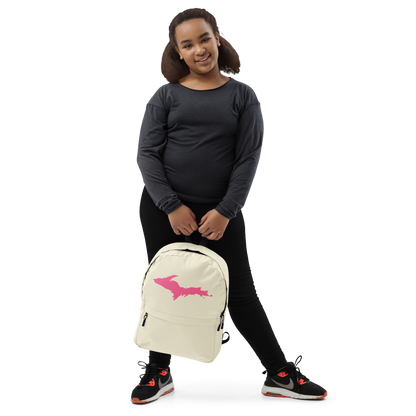 Michigan Upper Peninsula Standard Backpack (w/ Pink UP Outline) | Ivory