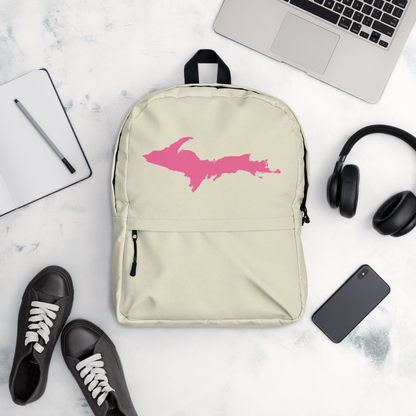 Michigan Upper Peninsula Standard Backpack (w/ Pink UP Outline) | Ivory