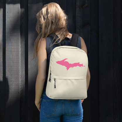 Michigan Upper Peninsula Standard Backpack (w/ Pink UP Outline) | Ivory