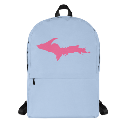 Michigan Upper Peninsula Standard Backpack (w/ Pink UP Outline) | Light Blue
