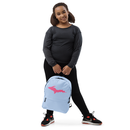 Michigan Upper Peninsula Standard Backpack (w/ Pink UP Outline) | Light Blue