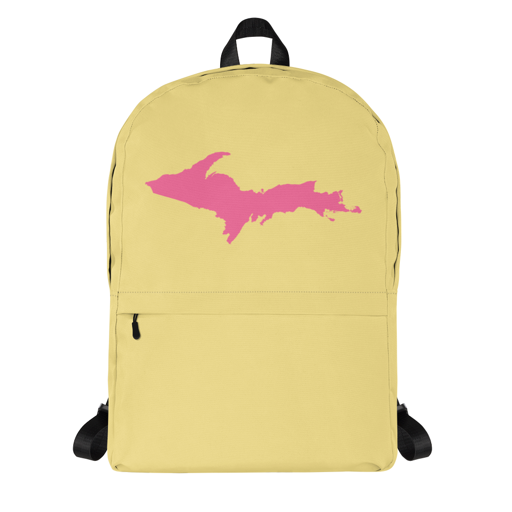 Michigan Upper Peninsula Standard Backpack (w/ Pink UP Outline) | Cherry Yellow