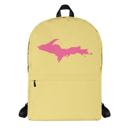 Michigan Upper Peninsula Standard Backpack (w/ Pink UP Outline) | Cherry Yellow