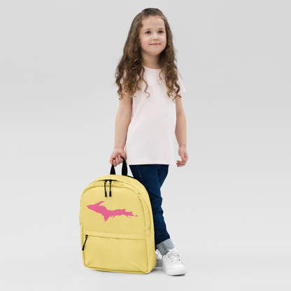 Michigan Upper Peninsula Standard Backpack (w/ Pink UP Outline) | Cherry Yellow