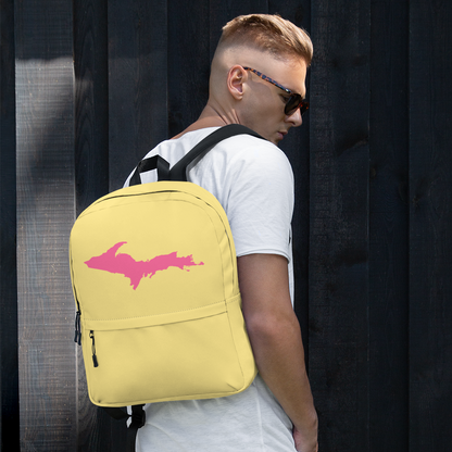 Michigan Upper Peninsula Standard Backpack (w/ Pink UP Outline) | Cherry Yellow