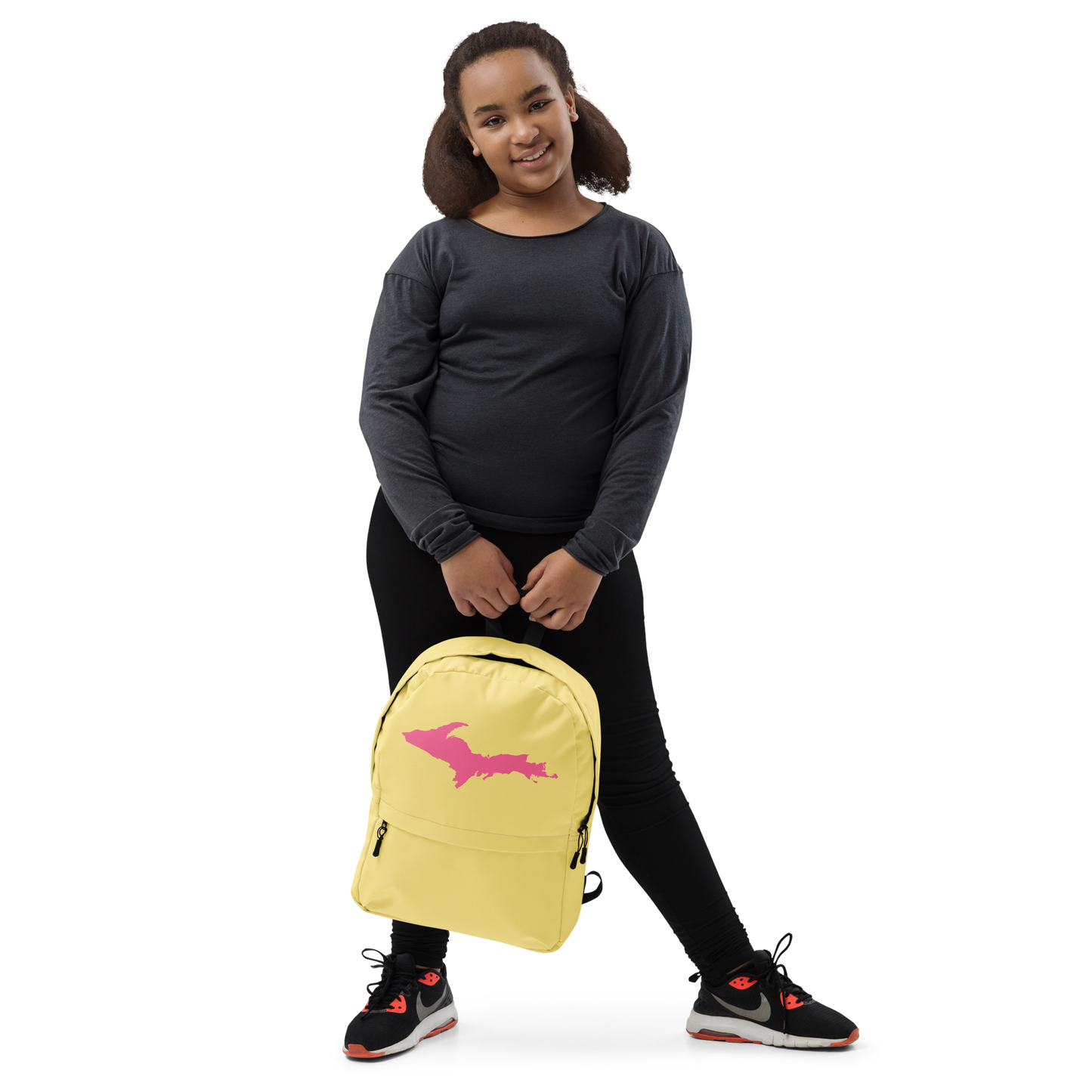 Michigan Upper Peninsula Standard Backpack (w/ Pink UP Outline) | Cherry Yellow