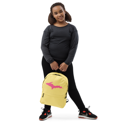 Michigan Upper Peninsula Standard Backpack (w/ Pink UP Outline) | Cherry Yellow