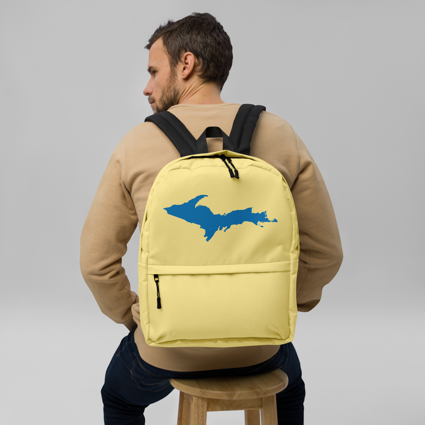 Michigan Upper Peninsula Standard Backpack (w/ Azure UP Outline) | Cherry Yellow