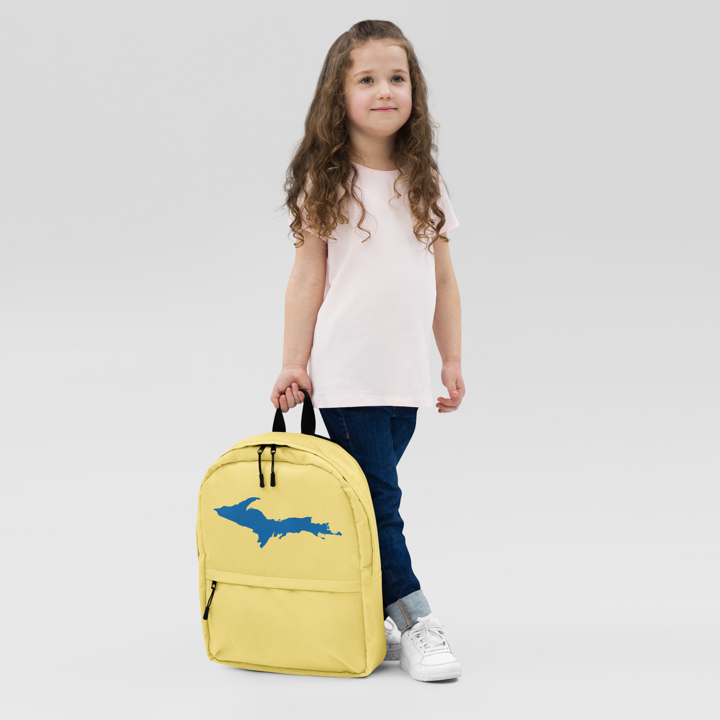 Michigan Upper Peninsula Standard Backpack (w/ Azure UP Outline) | Cherry Yellow