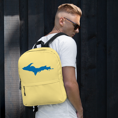 Michigan Upper Peninsula Standard Backpack (w/ Azure UP Outline) | Cherry Yellow