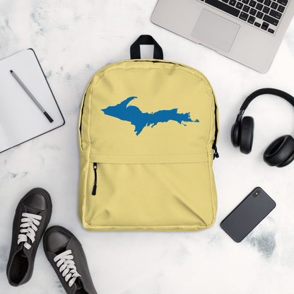 Michigan Upper Peninsula Standard Backpack (w/ Azure UP Outline) | Cherry Yellow