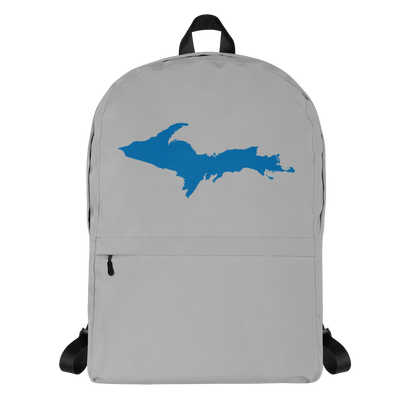 Michigan Upper Peninsula Standard Backpack (w/ Azure UP Outline) | Silver